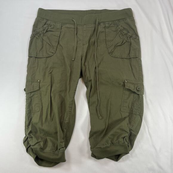 Dots Pants - Dots Curvy Olive Green Cargo Crop Pants Womens Size 10